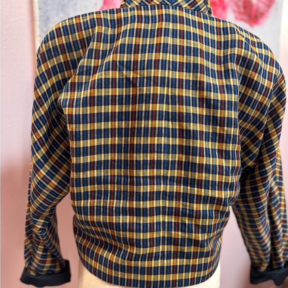 Vintage Linen Plaid Cropped Blazer - Picture 6 of 6